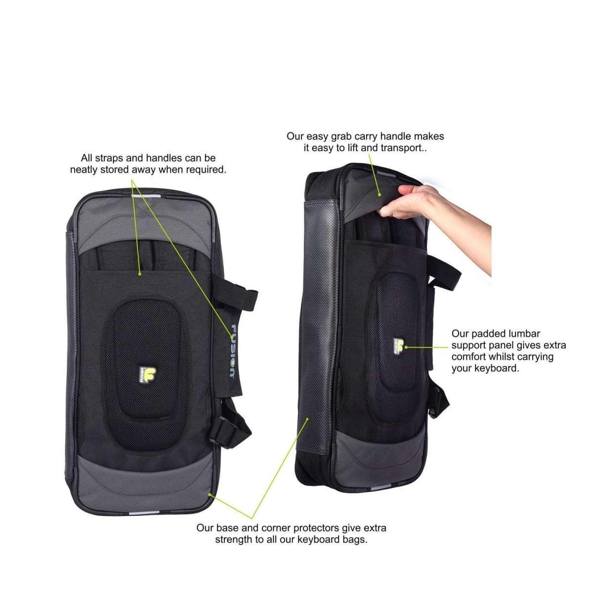 FUSION F3-15 K 2 B Custodia per tastiera 684 x 270 x 84mm con cinghie per zaino Black/Grey