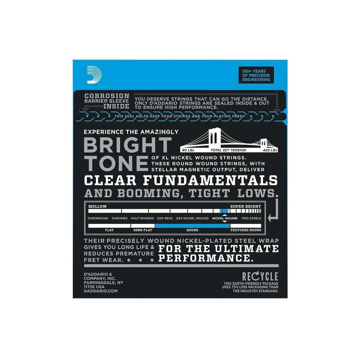 D'addario exl170-6 set di corde per basso elettrico 6 corde 32-130