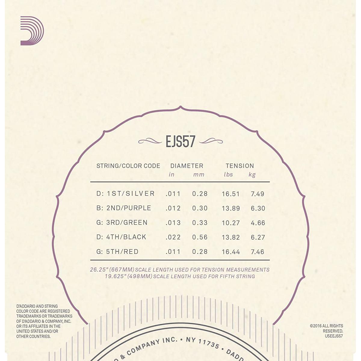 D'addario ejs57 muta di corde per banjo medium