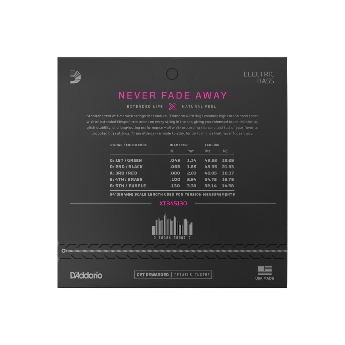 D'addario xtb45130 set corde basso elettrico