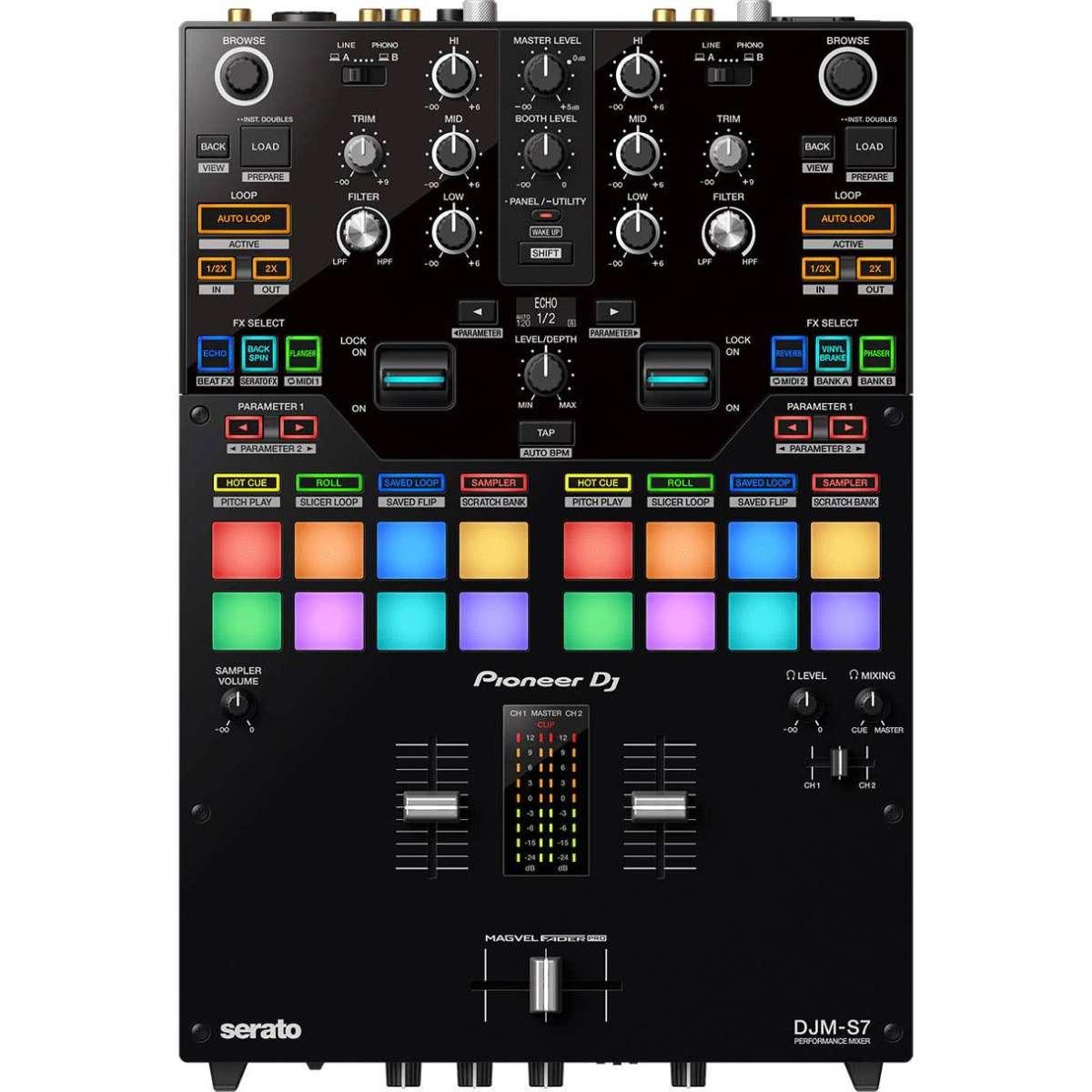 Pioneer djm-s7 mixer 2 canali con doppia interfaccia audio usb e bluetooth