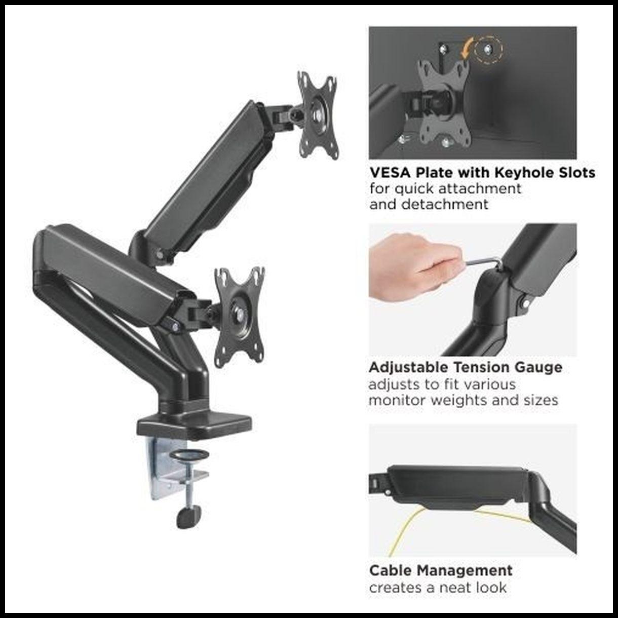 AUDIZIO MAD20G Braccio per doppio monitor con molla a gas 17?-32"