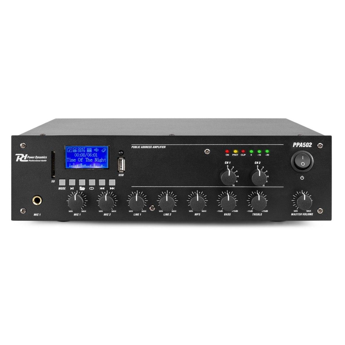 POWER DYNAMICS PPA502 100V Mixer-2 Zone Amp 50W