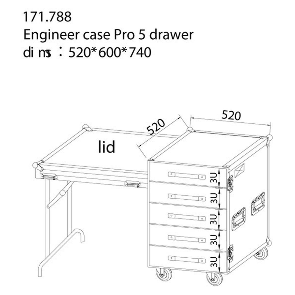 Power dynamics pd-fa6 case 3u a 5 cassetti + tavolo