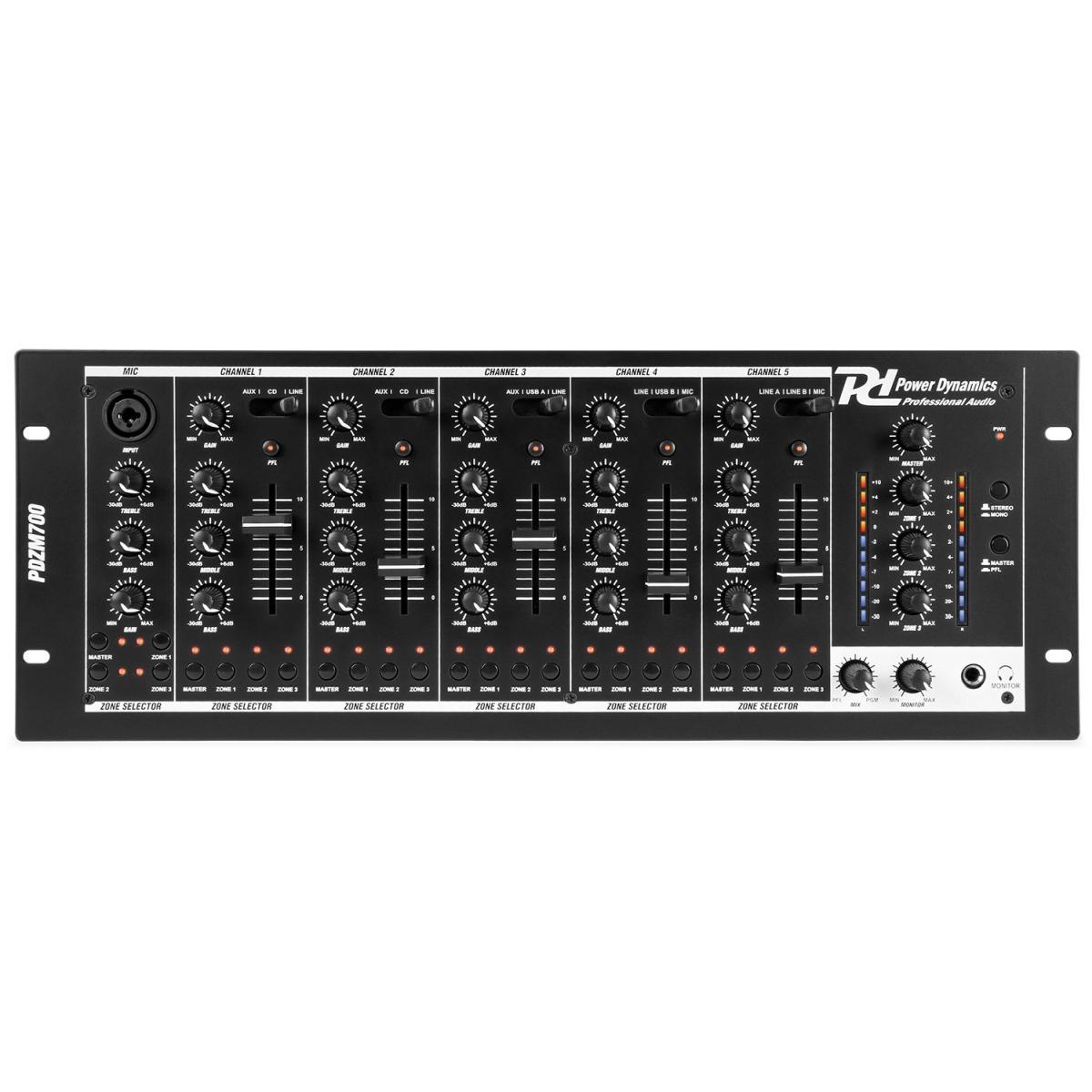 POWER DYNAMICS PDZM700 5 Channel 4 zone mixer