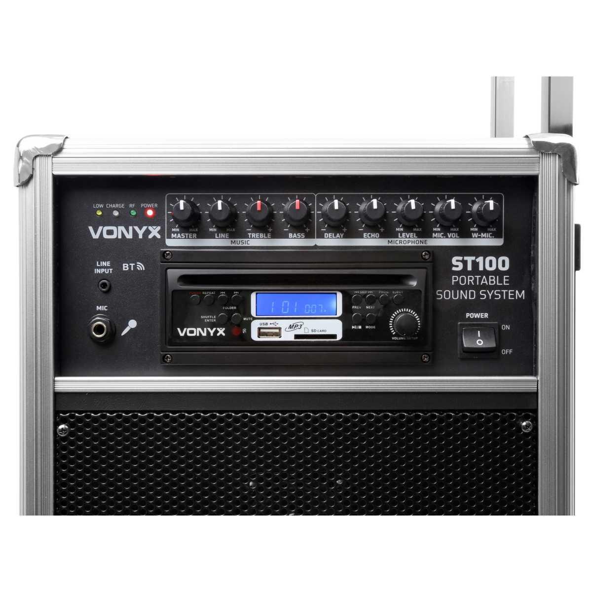 Vonyx st100 mk2 sistema audio portatile 8? bt/cd/mp3/uhf
