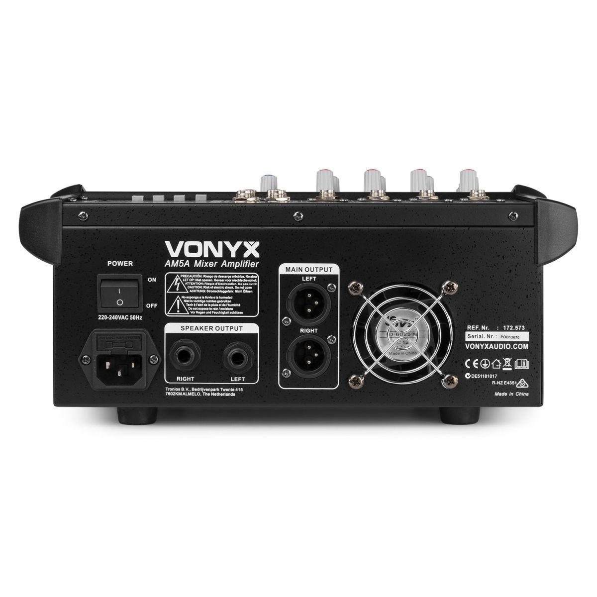 VONYX AM5A 5 Channel Amplified Mixer BT