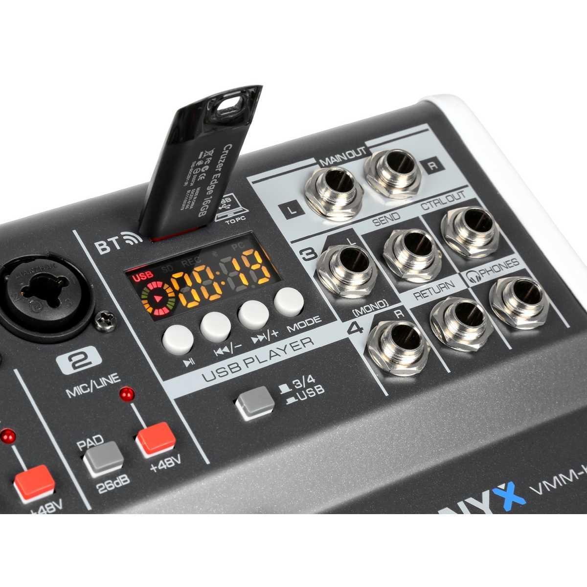 VONYX VMM-K402 MusMix 4Ch/BT/Echo/USB Rec