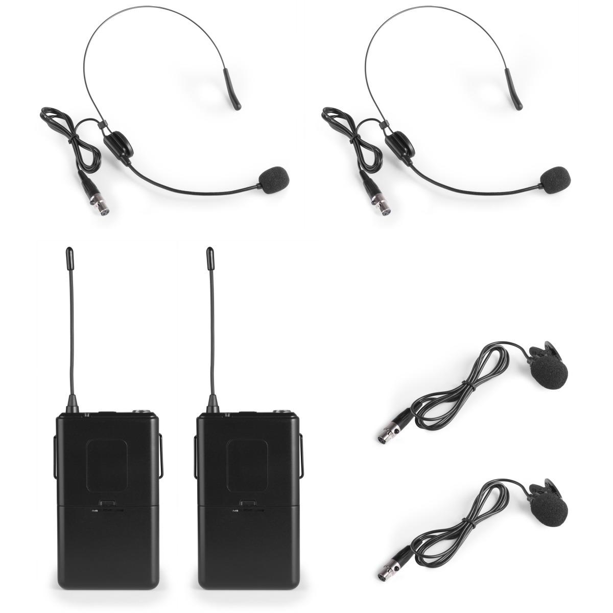 Vonyx wm522b set microfono vhf a 2 canali con 2 bodypack
