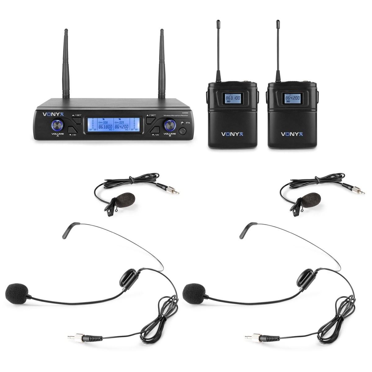 Vonyx wm62b microfono wireless uhf 16ch con 2 bodypack