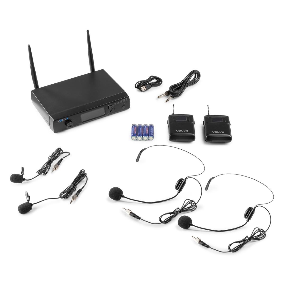 Vonyx wm62b microfono wireless uhf 16ch con 2 bodypack