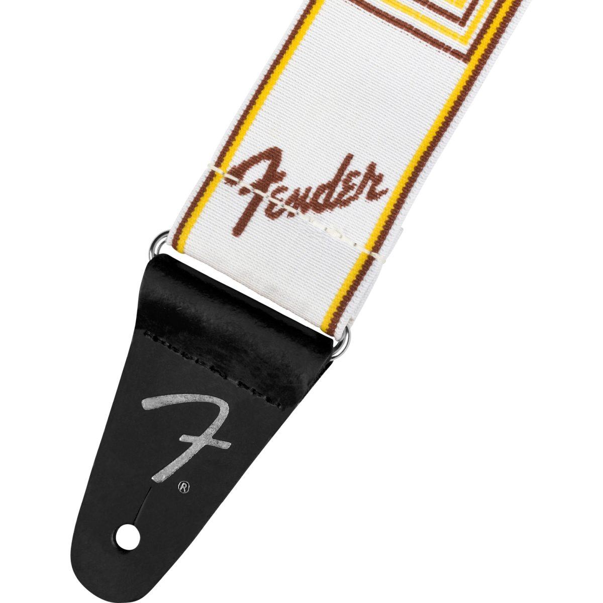 Fender weighless monogram tracolla per chitarra white, brown , yellow