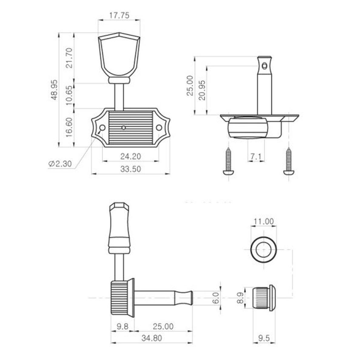 Partsplanet j98gd set di meccaniche per chitarra classica