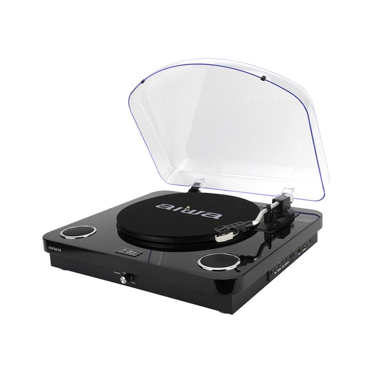 Aiwa gbtur-120bkmkii giradischi bluetooth/lettore mp3 con radio fm e altoparlanti 10w