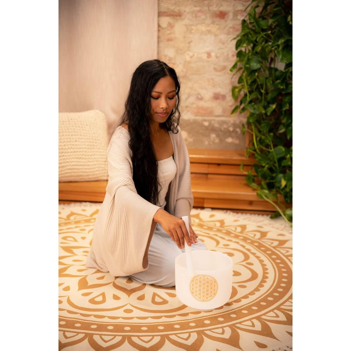 SONIC ENERGY PCSB8FOL CAMPANA TIBETANA IN CRISTALLO DA 8", FIORE DELLA VITA 128 HZ