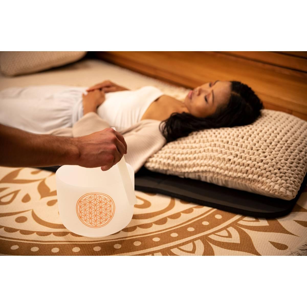 Sonic energy pcsb10fol campana tibetana in cristallo da 25,4 cm, fiore della vita 128 hz