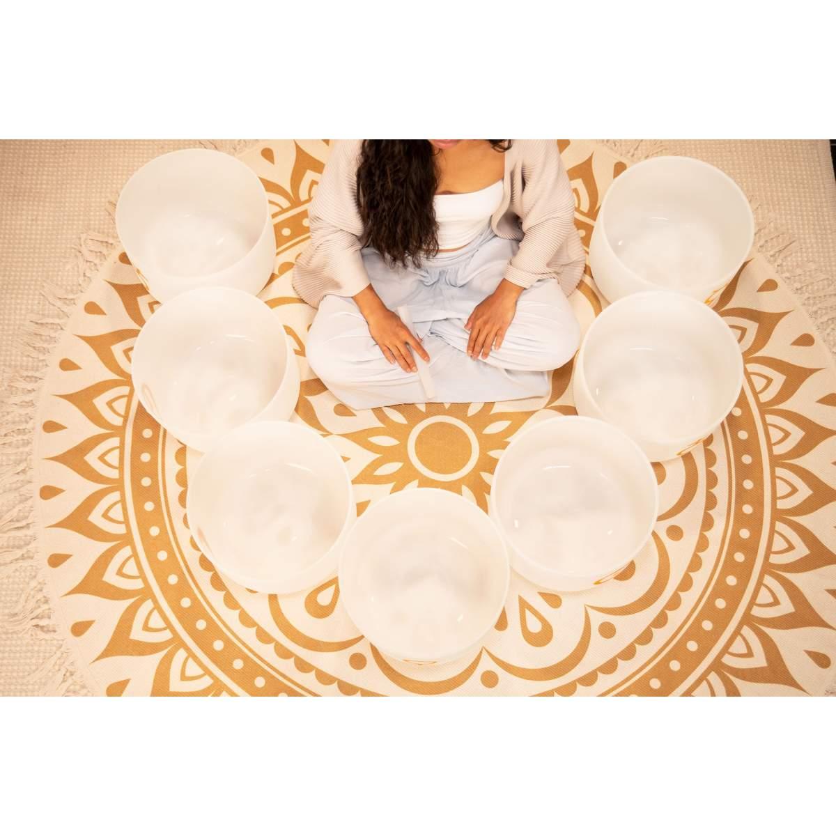 Sonic energy pcsb10fol campana tibetana in cristallo da 25,4 cm, fiore della vita 128 hz