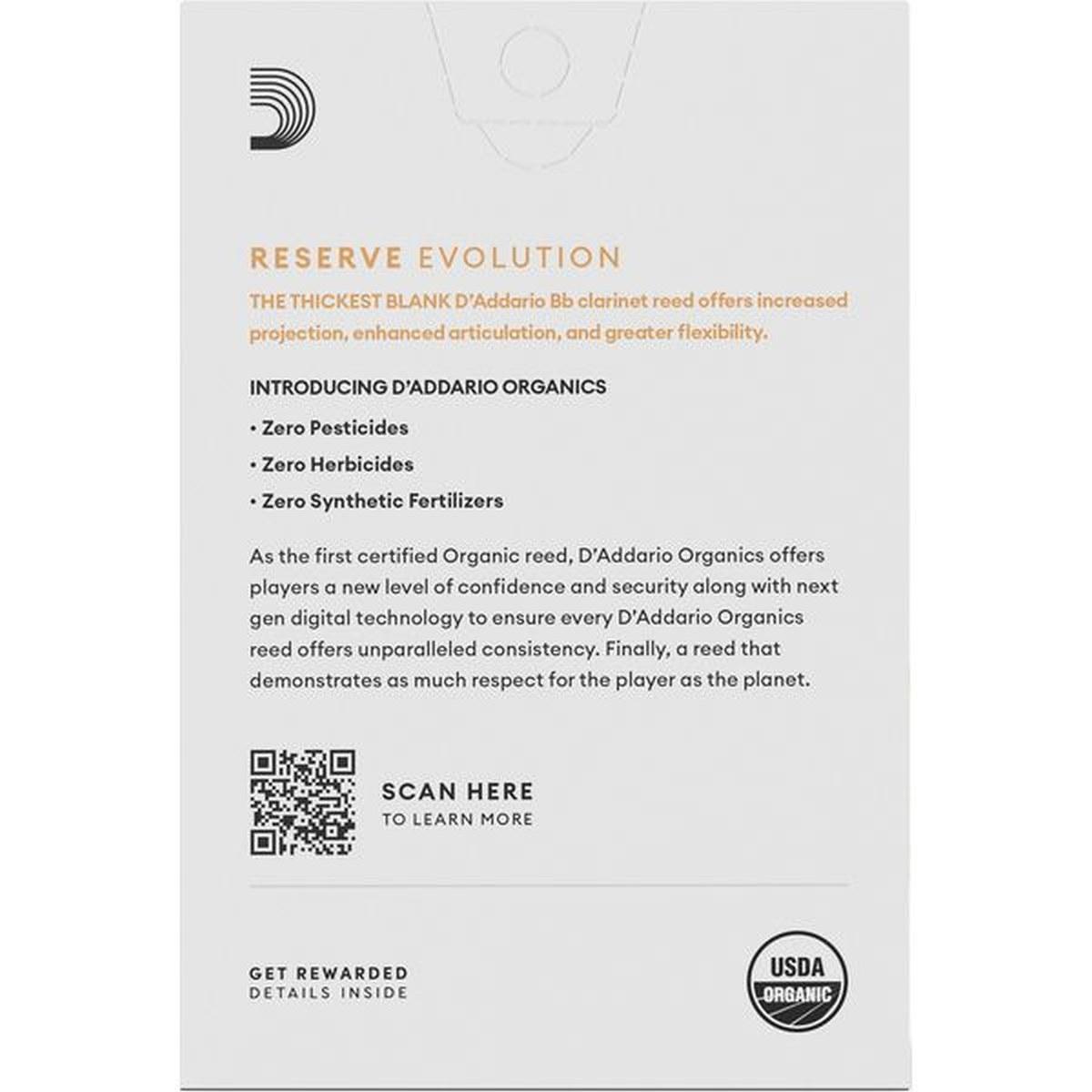 D'ADDARIO RESERVE EVOLUTION ORGANIC 10 ANCE PER CLARINETTO IN Bb n 3 1/2+