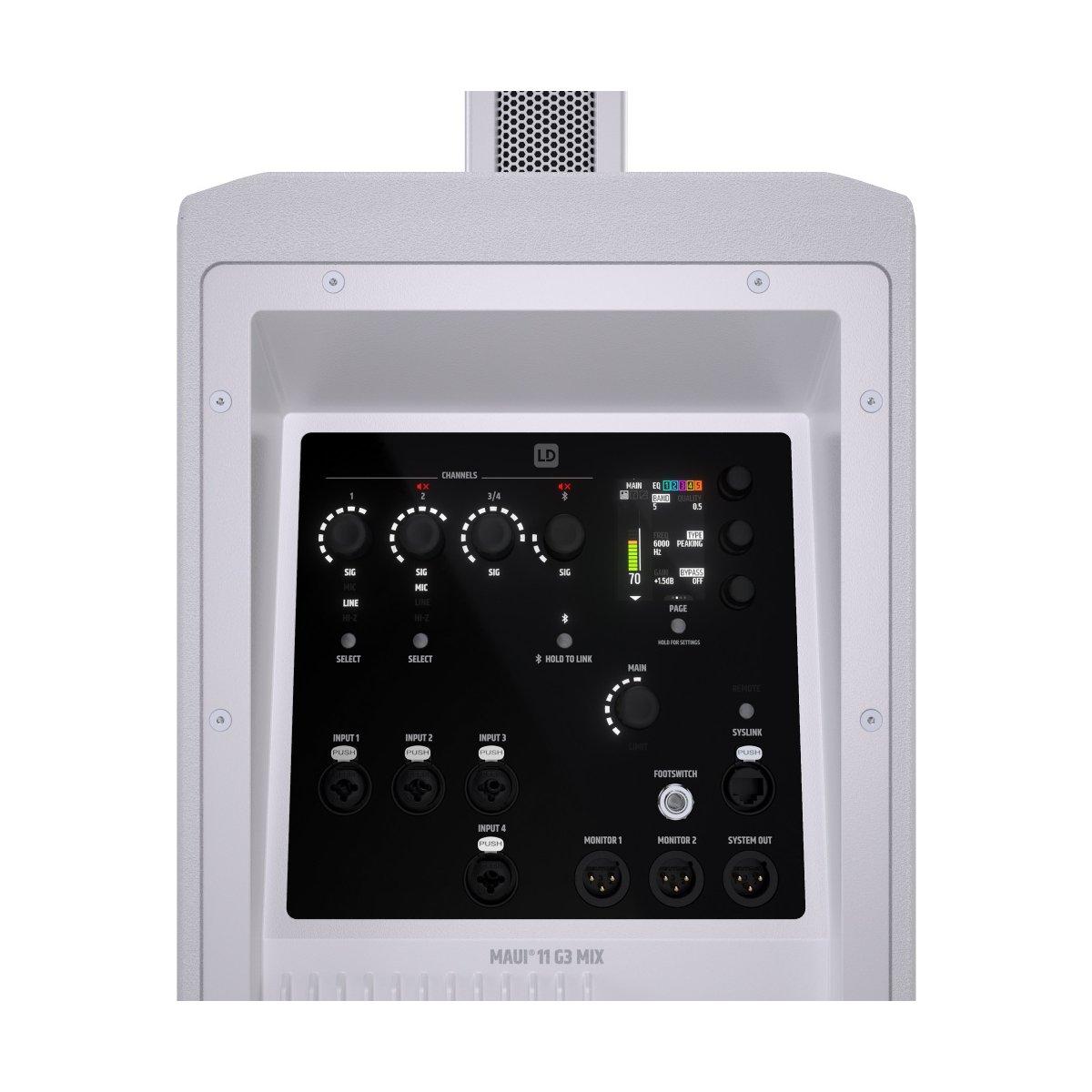 LD SYSTEMS MAUI 11 G3 MIX W - PA a colonna, portatile, cardioide, con mixer digitale, bianco