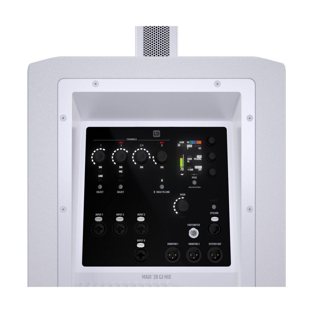 LD SYSTEMS MAUI 28 G3 MIX W - PA compatto a colonna, portatile, cardioide, con mixer digitale, bianco