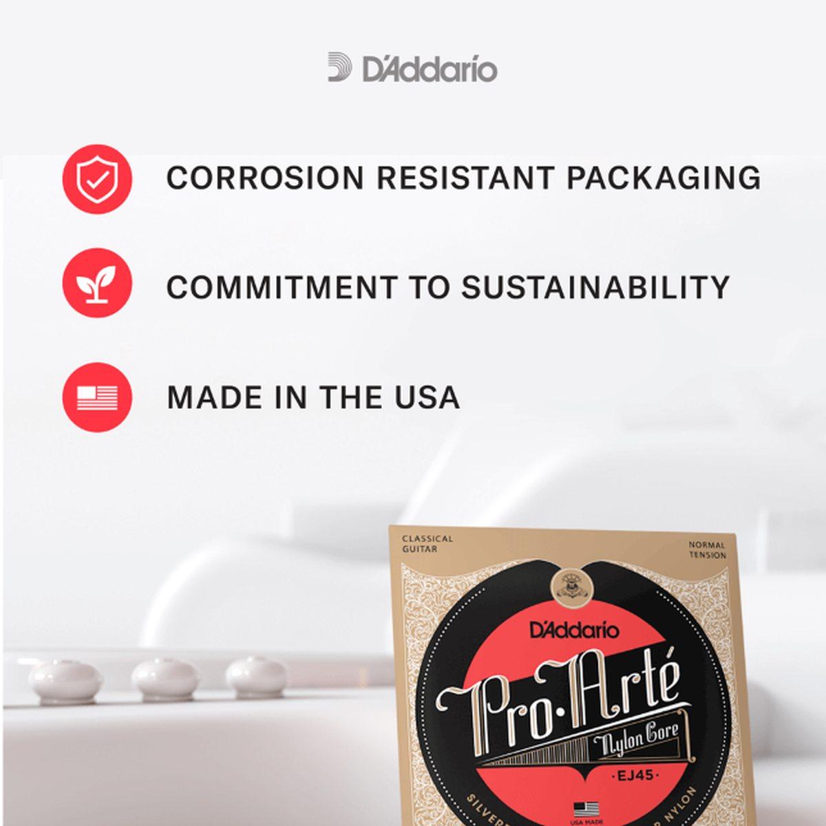 D'addario ej45 pack 3 mute di corde per chitarra classica