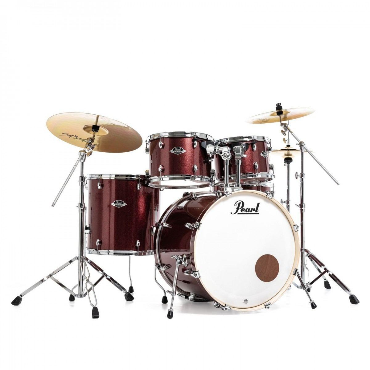 Pearl export exx725sbr/c704 black cherry glitter batteria acustica 5 pezzi con hardware e piatti