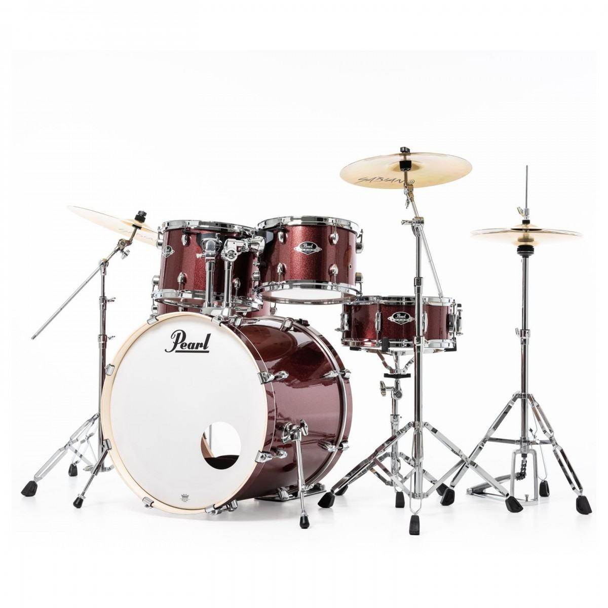 Pearl export exx725sbr/c704 black cherry glitter batteria acustica 5 pezzi con hardware e piatti