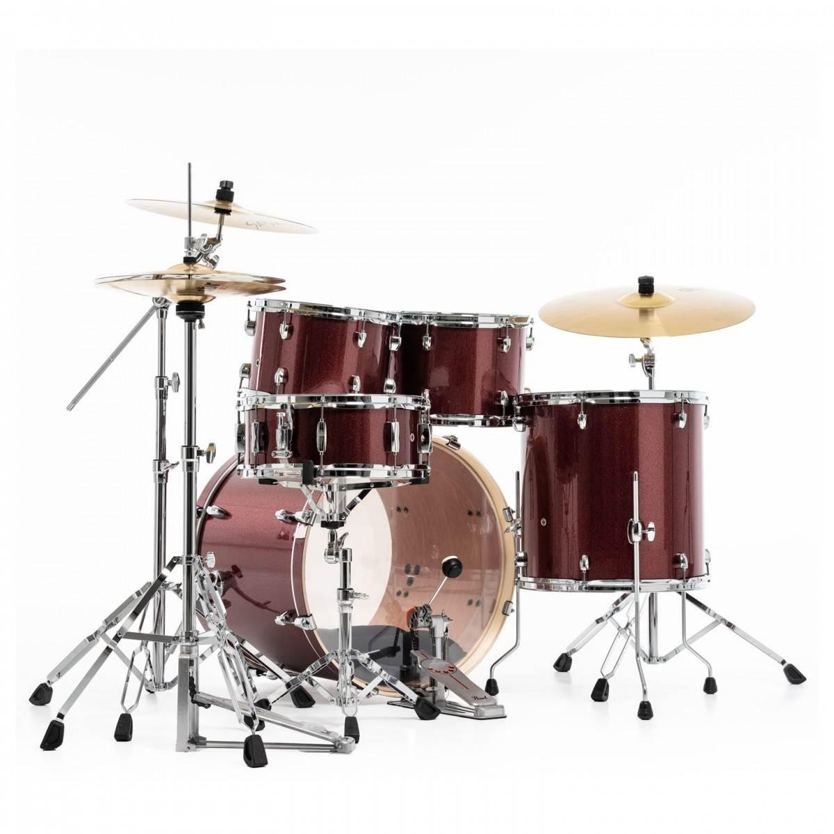 Pearl export exx725sbr/c704 black cherry glitter batteria acustica 5 pezzi con hardware e piatti