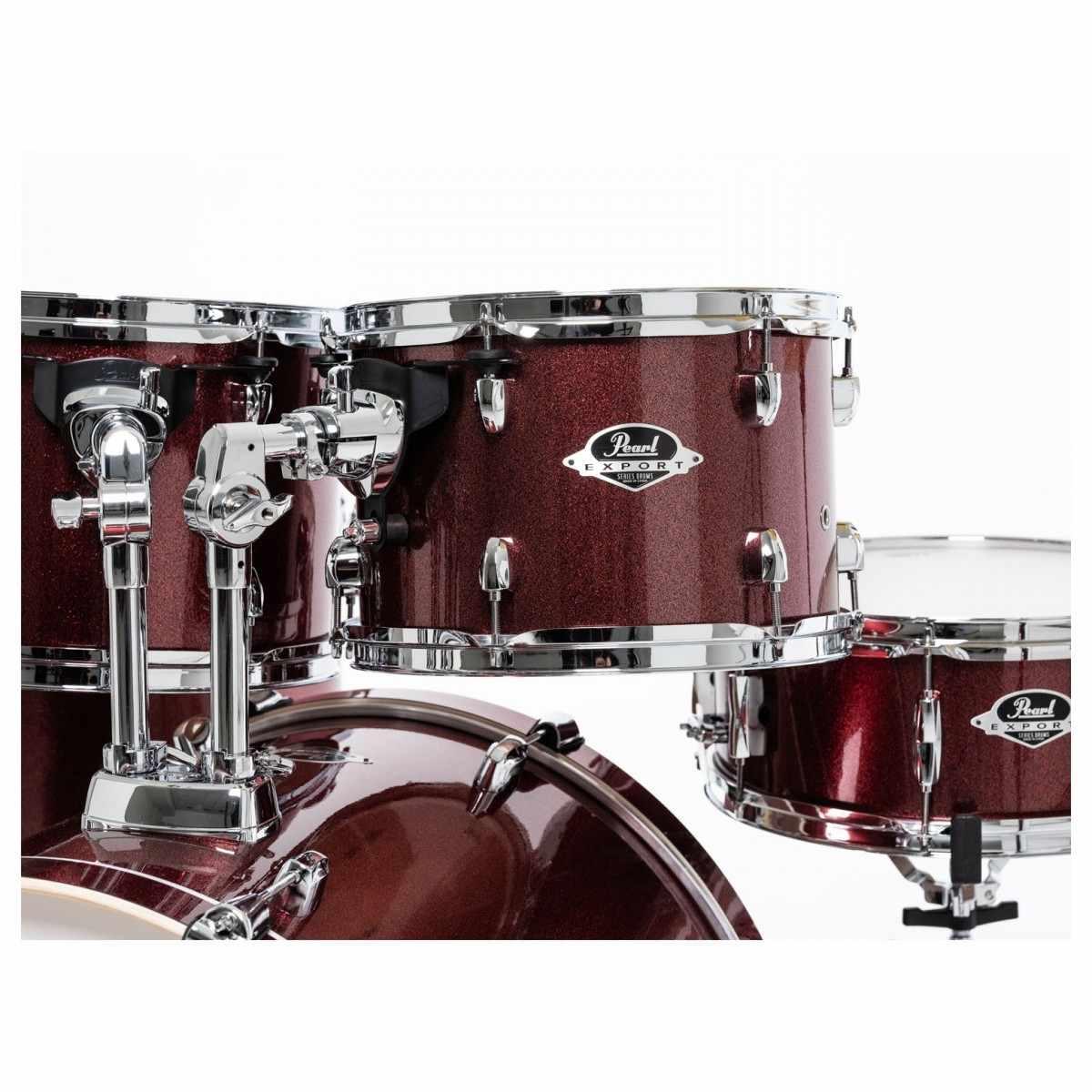 Pearl export exx725sbr/c704 black cherry glitter batteria acustica 5 pezzi con hardware e piatti