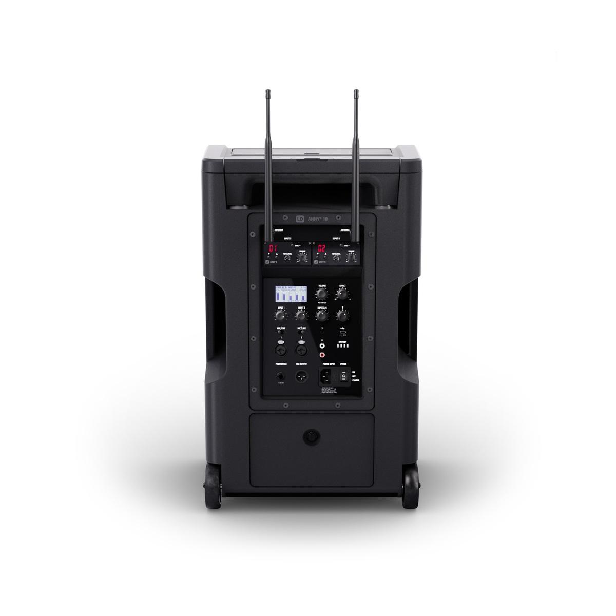 LD SYSTEMS ANNY 10 HHD 2 B5 - Altoparlante PA Bluetooth da 10" con batteria ricaricabile, mixer e 2 radiomicrofoni