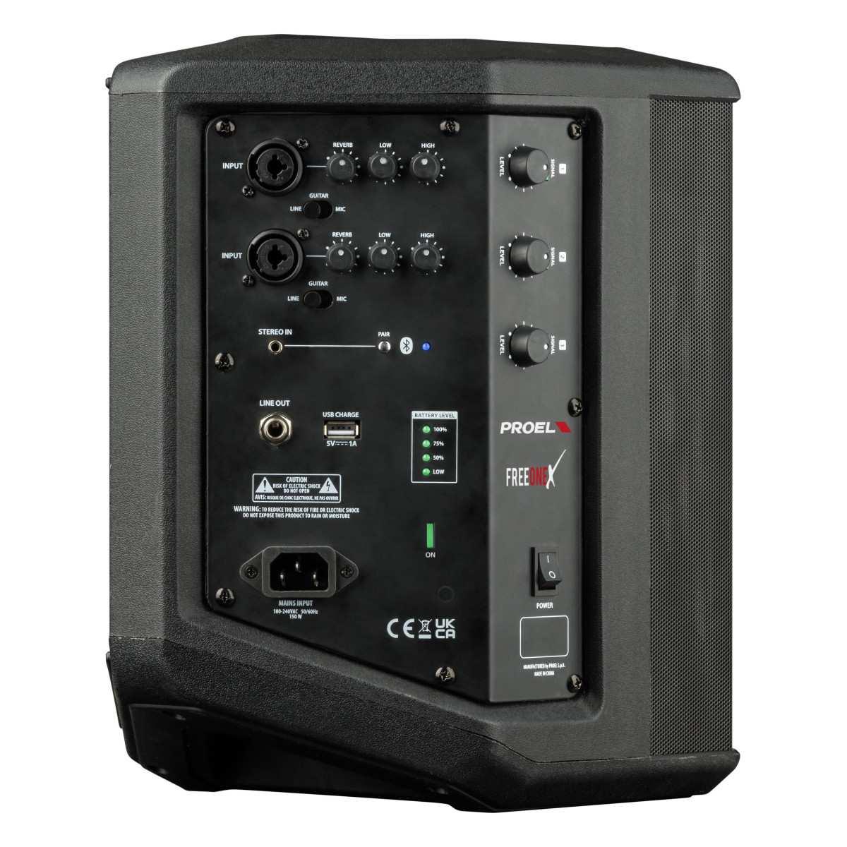 Proel freeonex sistema amplificato portatile a batteria bluetooth con mixer 200w