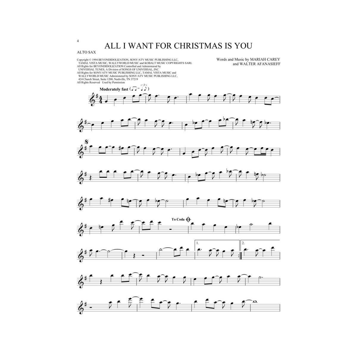 101 christmas songs per sax alto