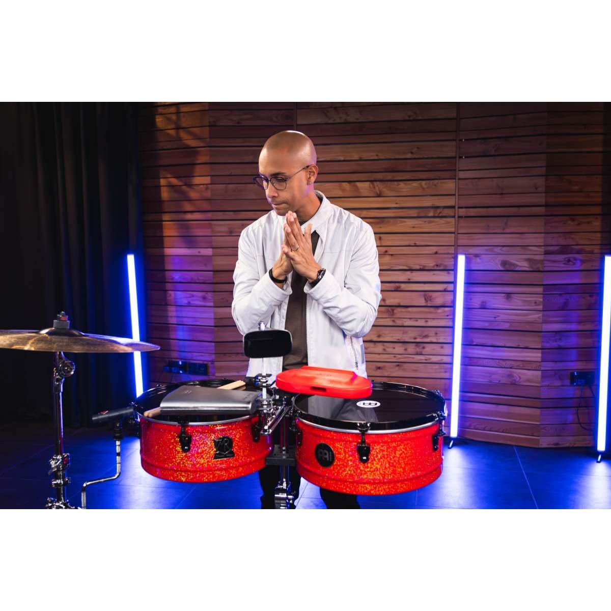 MEINL MR1415 Manolito Rodriguez Signature Timbales 14 & 15 Atomic Red