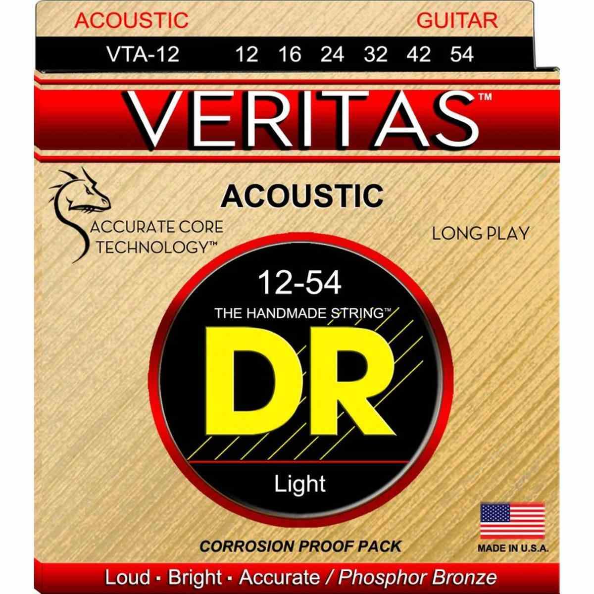 Dr vta12 veritas set di corde per chitarra acustica phosphor bronze 12/54