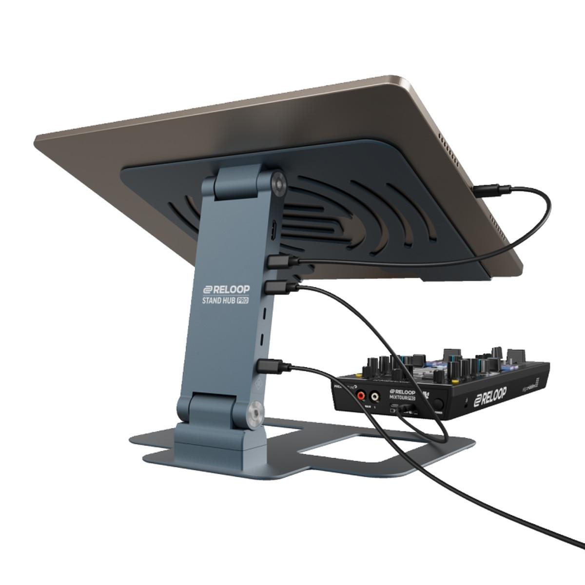 Reloop Stand Hub Pro Supporto Laptop DJ con Hub USB-C Integrato