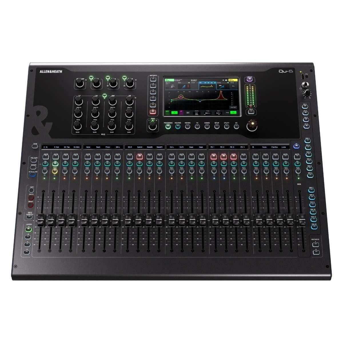 Allen & heath qu-6 mixer digitale 24 in 16out 25 fader motorizzati