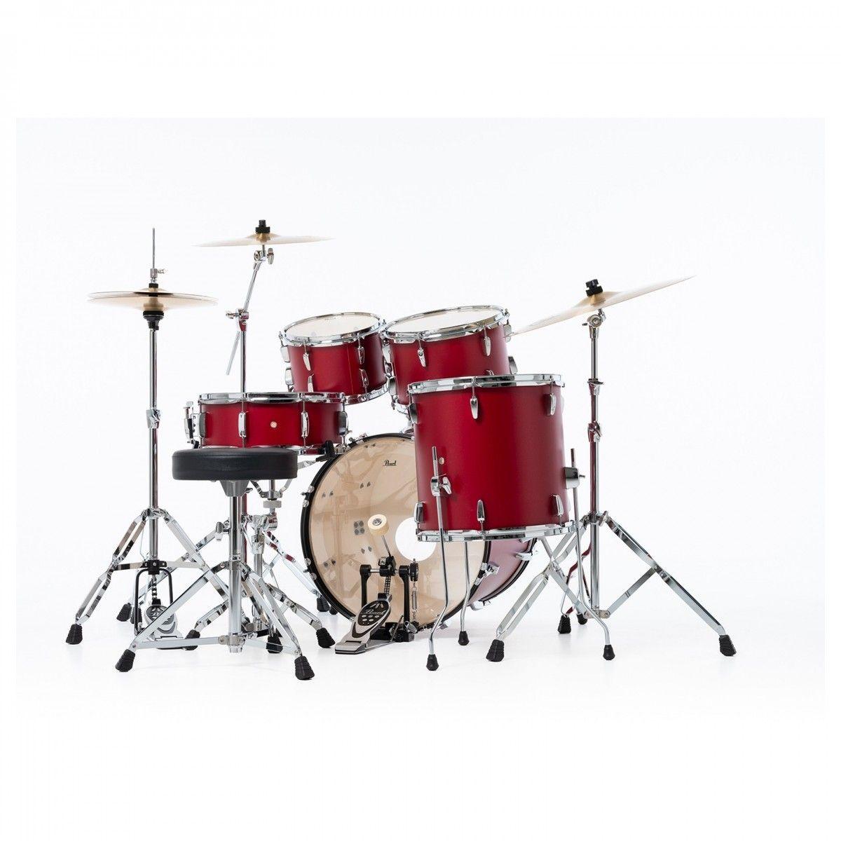 PEARL ROADSHOW PLUS RS505BC/C474 MATTE RED BATTERIA ACUSTICA CASSA 20"+ HARDWARE E PIATTI SABIAN