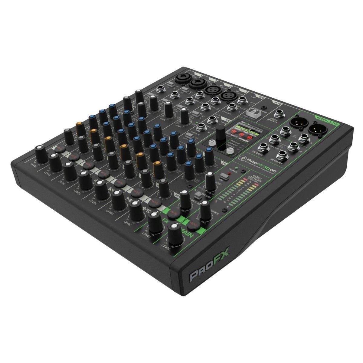 Mackie profx10go mixer analogico passivo a batteria usb 10 canali con effetti