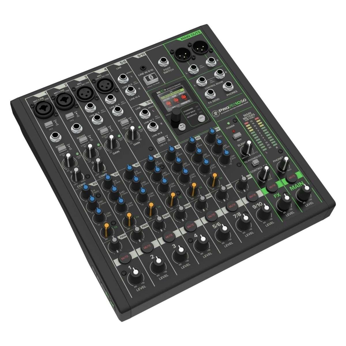 Mackie profx10go mixer analogico passivo a batteria usb 10 canali con effetti