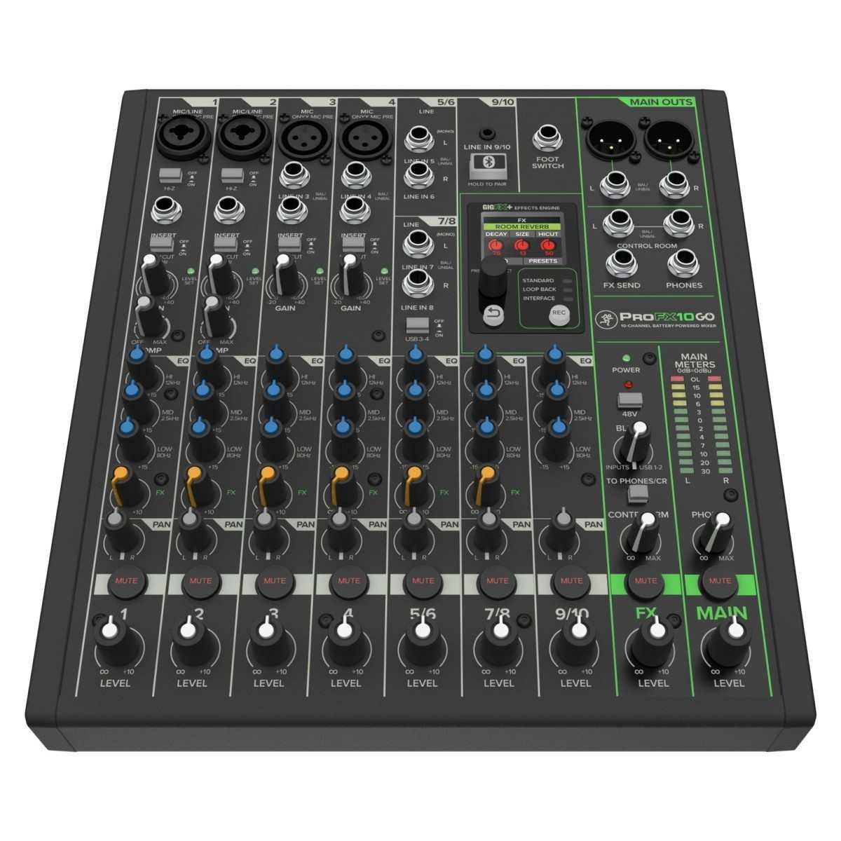 Mackie profx10go mixer analogico passivo a batteria usb 10 canali con effetti