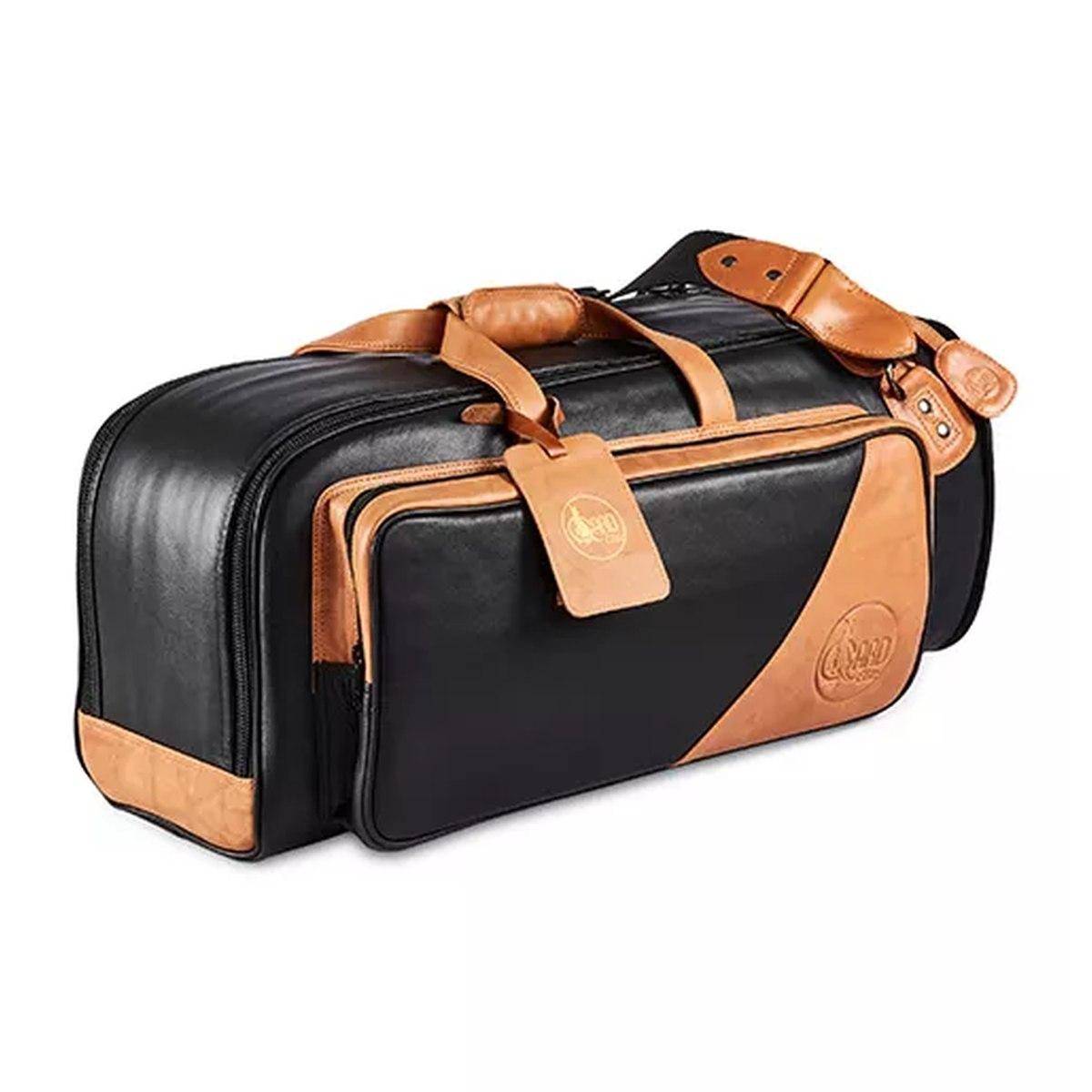 Gard 17 elk elite custodia per tromba e flicorno in pelle nera con inserti marroni