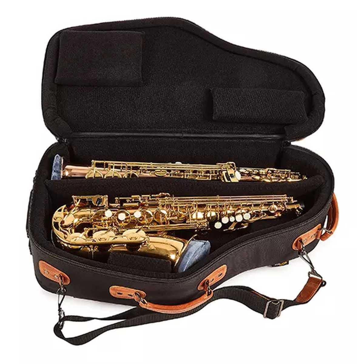 Gard 121 esk elite custodia doppia per sax alto e sax soprano nera con inserti marroni