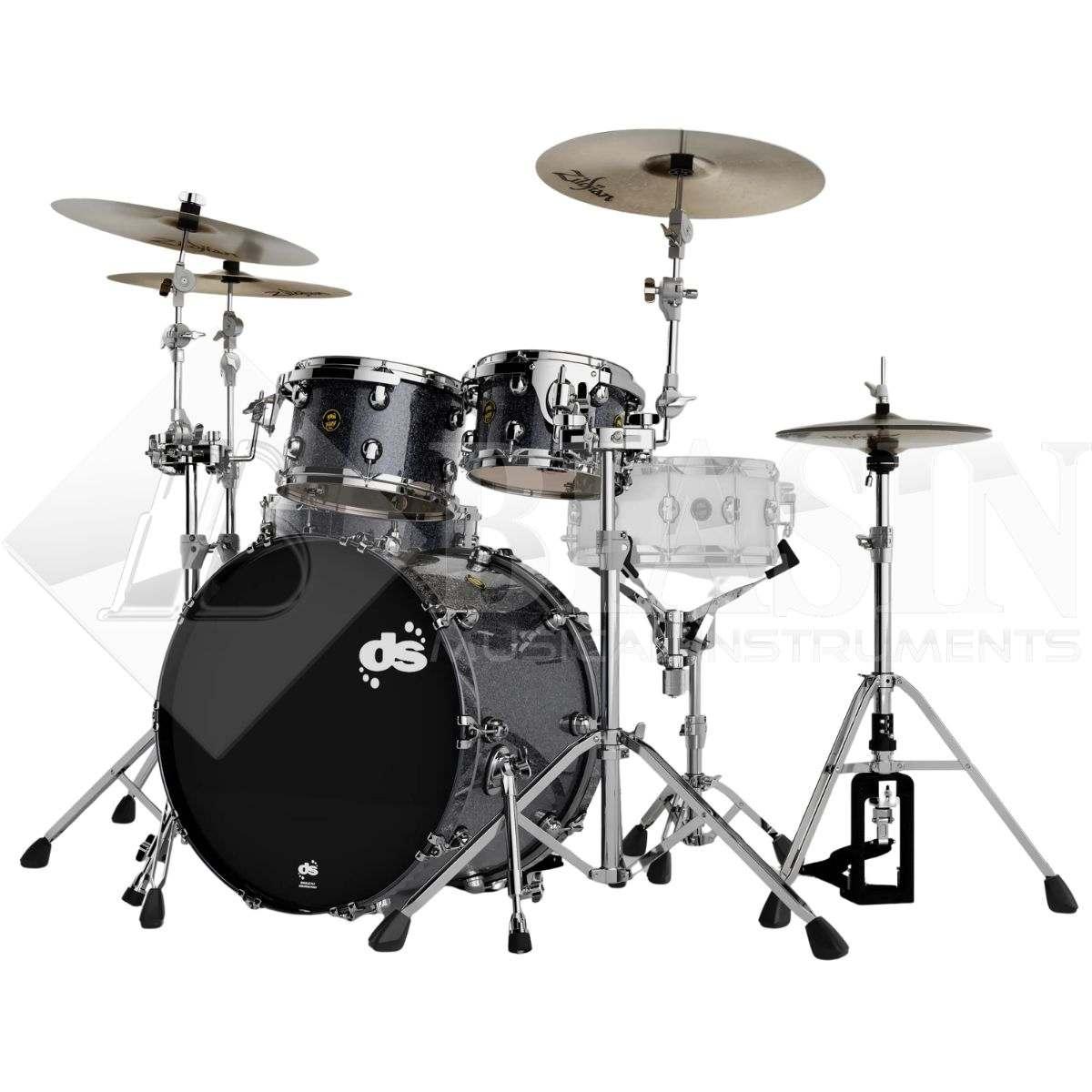 DS DRUM Fury Studio Kit Maple Shell Pack 4 pezzi Anthrax Black Sparkle Lacquer 22/10/12/16