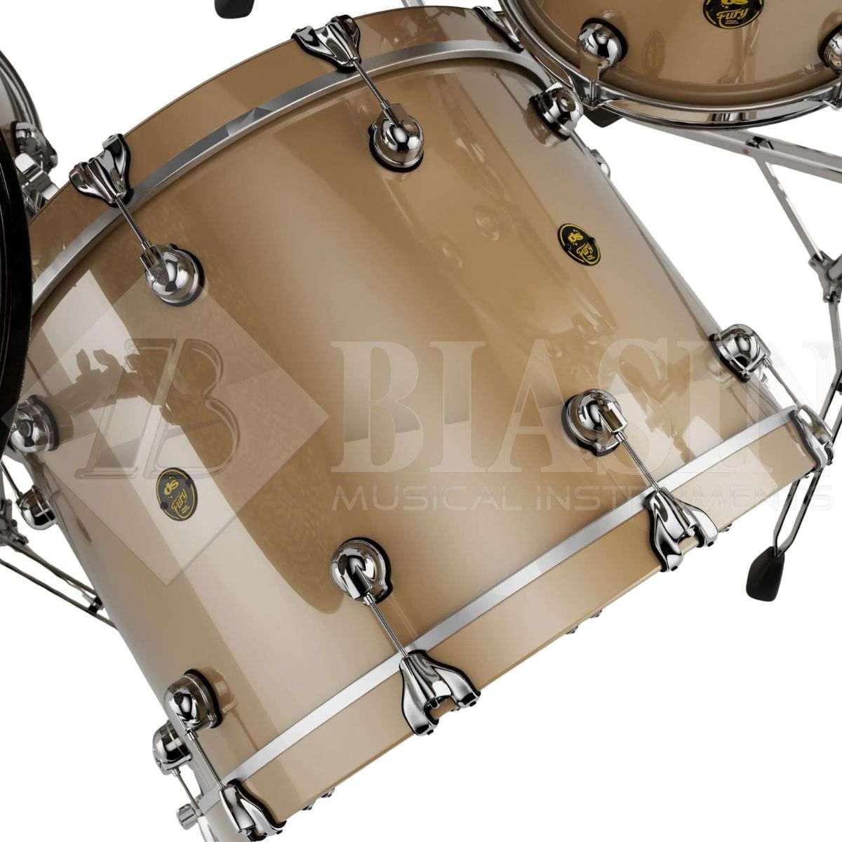 DS DRUM Fury Rock Kit Maple Shell Pack 3 pezzi Caramel Brass Lacquer 24/13/16