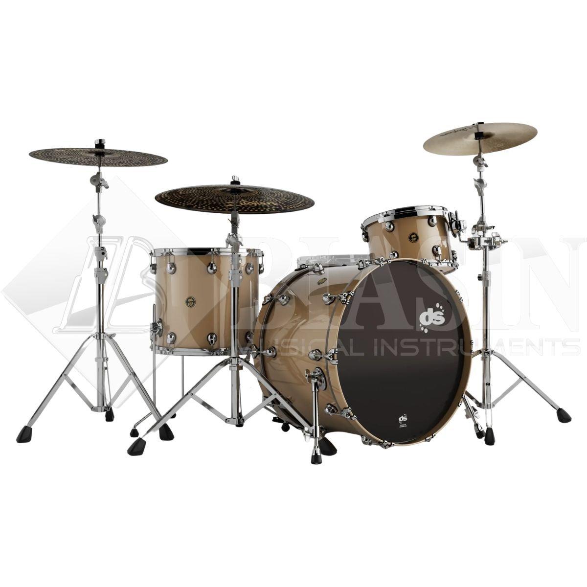 DS DRUM Fury Rock Kit Maple Shell Pack 3 pezzi Caramel Brass Lacquer 24/13/16