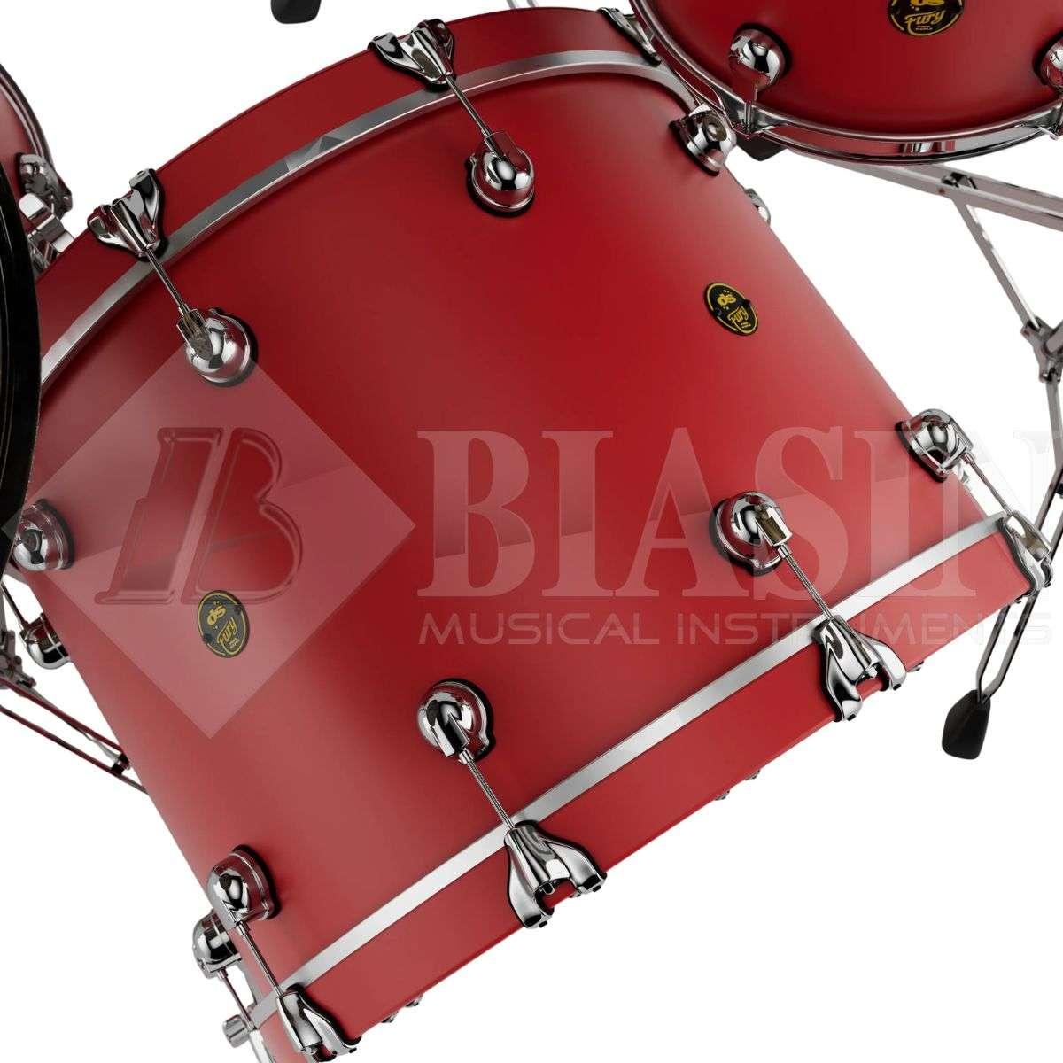 DS DRUM Fury Rock Kit Maple Shell Pack 3 pezzi Fire Red Matte Lacquer 24/13/16