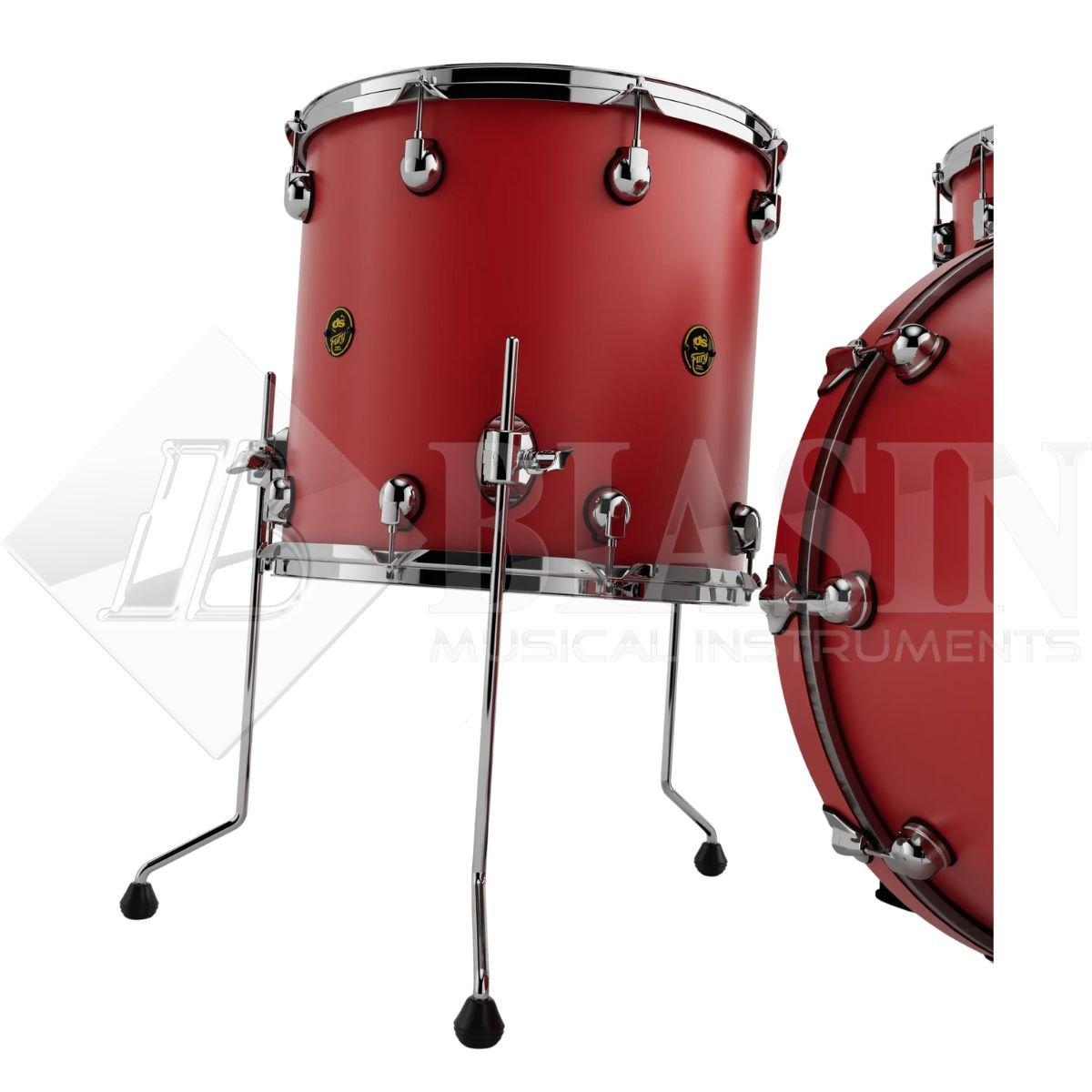 DS DRUM Fury Rock Kit Maple Shell Pack 3 pezzi Fire Red Matte Lacquer 24/13/16