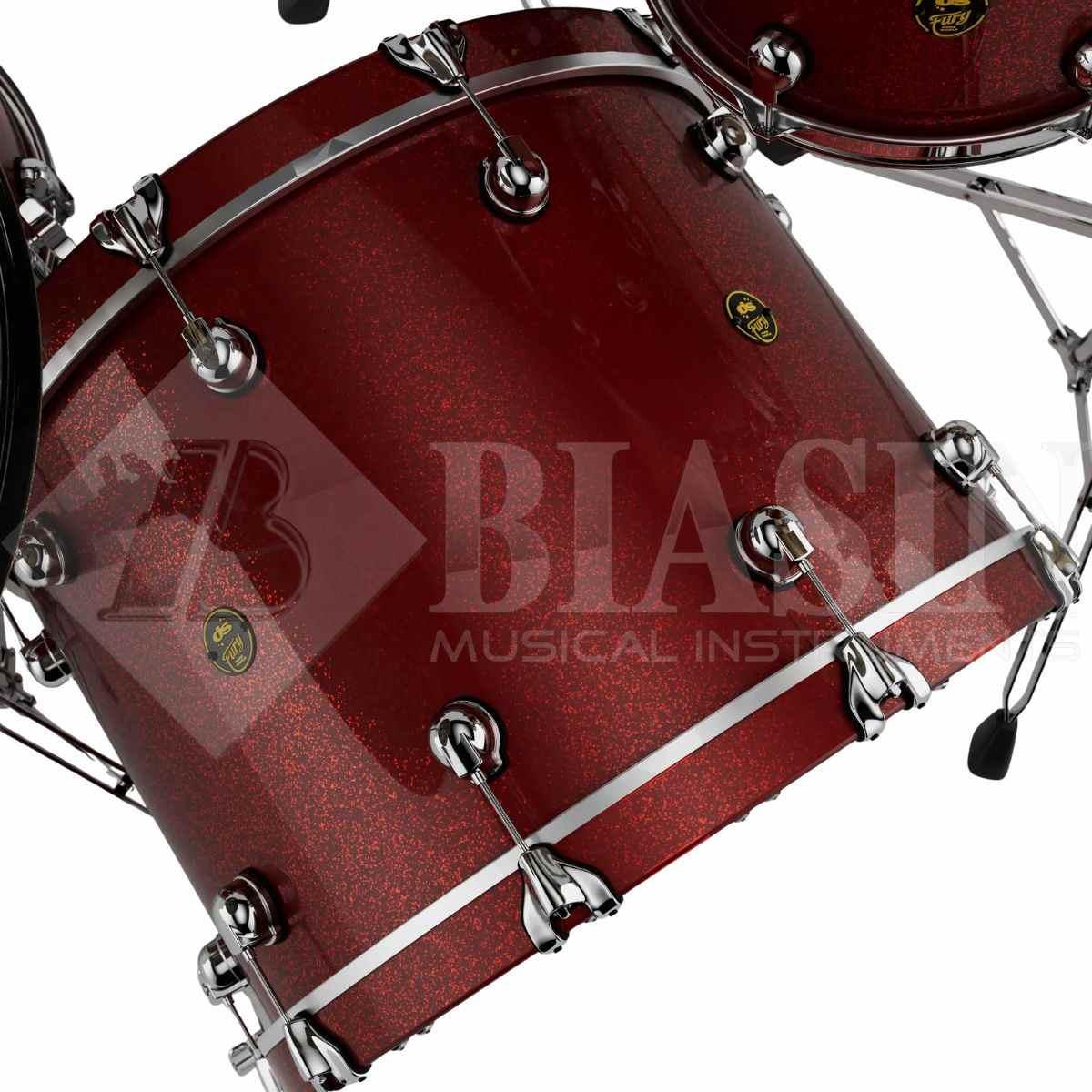 DS DRUM Fury Rock Kit Maple Shell Pack 3 pezzi Red Sparkle Lacquer 24/13/16