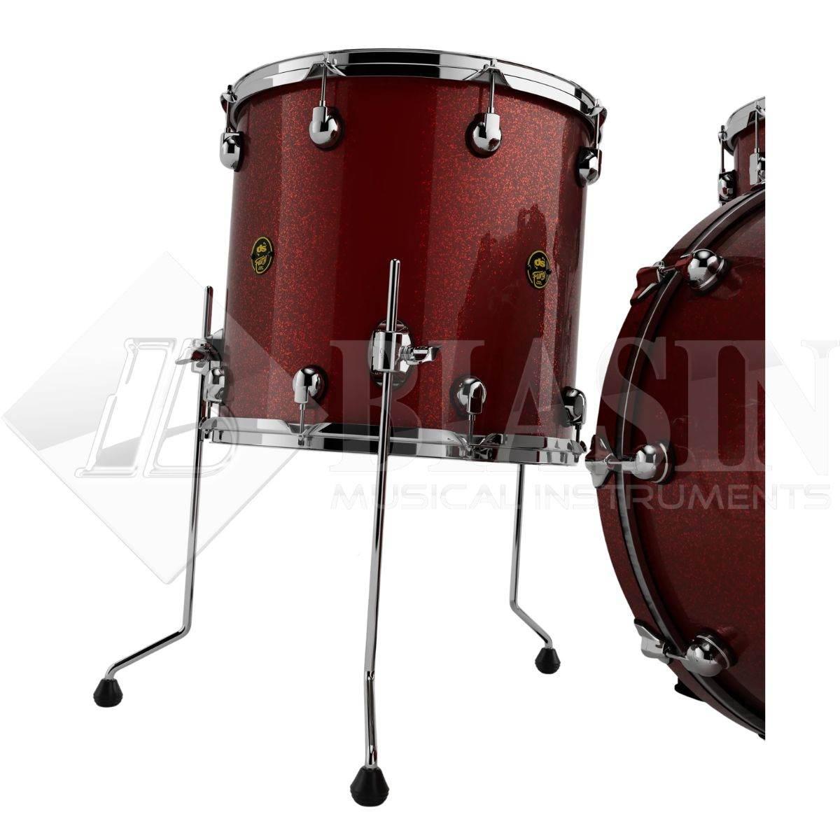 DS DRUM Fury Rock Kit Maple Shell Pack 3 pezzi Red Sparkle Lacquer 24/13/16