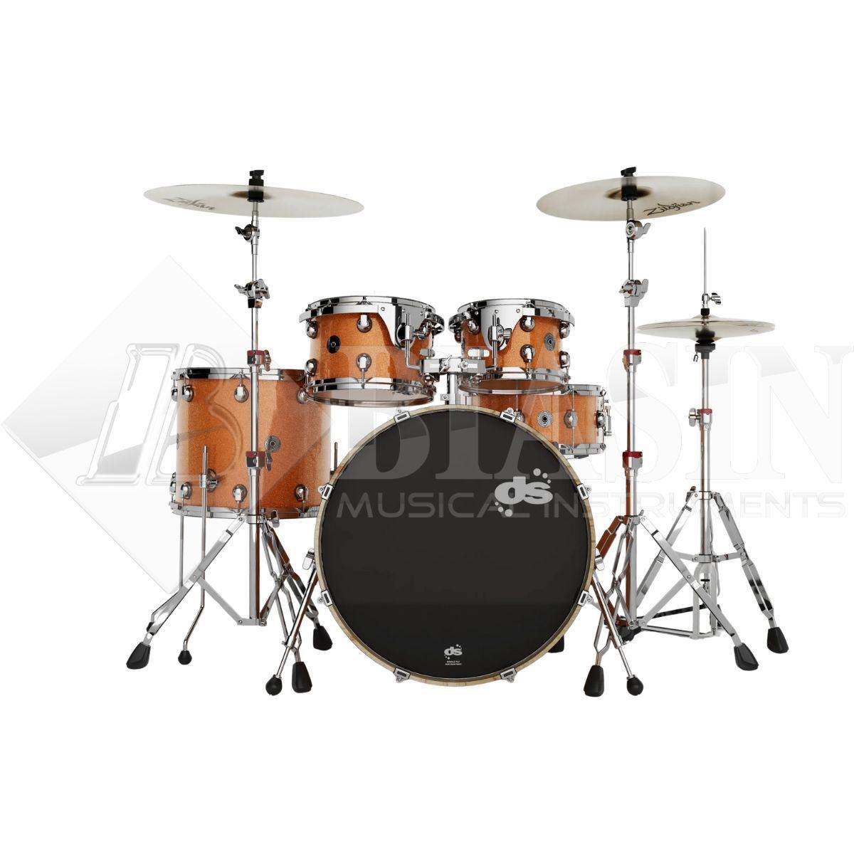 DS DRUM GrooveMaster Studio Kit Birch 5 pezzi Orange Galaxy Wrap 22/10/12/16/14SD + Hardware 300 Series